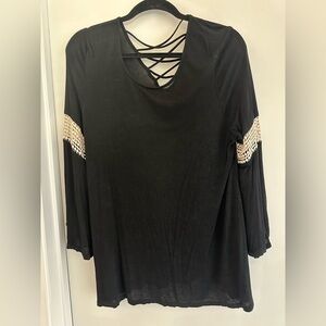 Black Women's Top with Lace Detail on sleeves